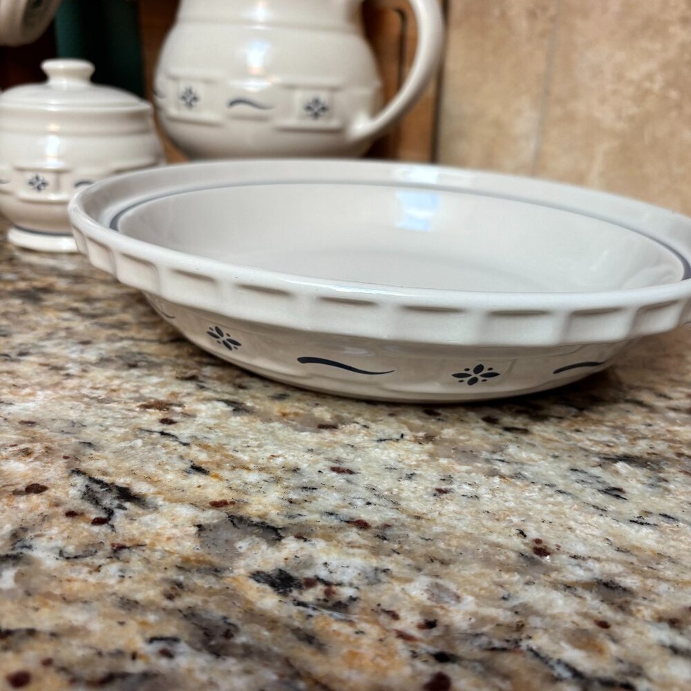 Longaberger Woven Traditions Classic Blue Pie Plate USA